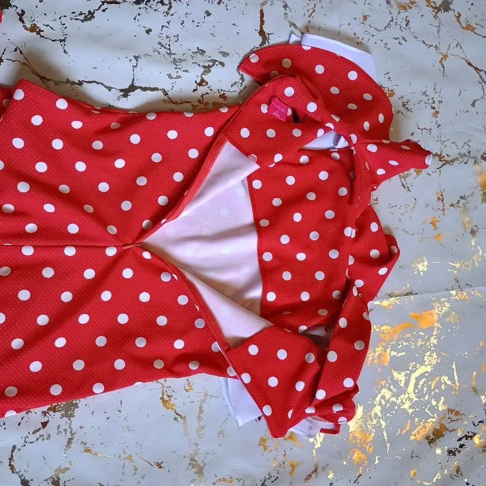 Tiny Girl Red & White Polka Dot Flamenco Dress | Minnie Mouse Style Size 8-9Y